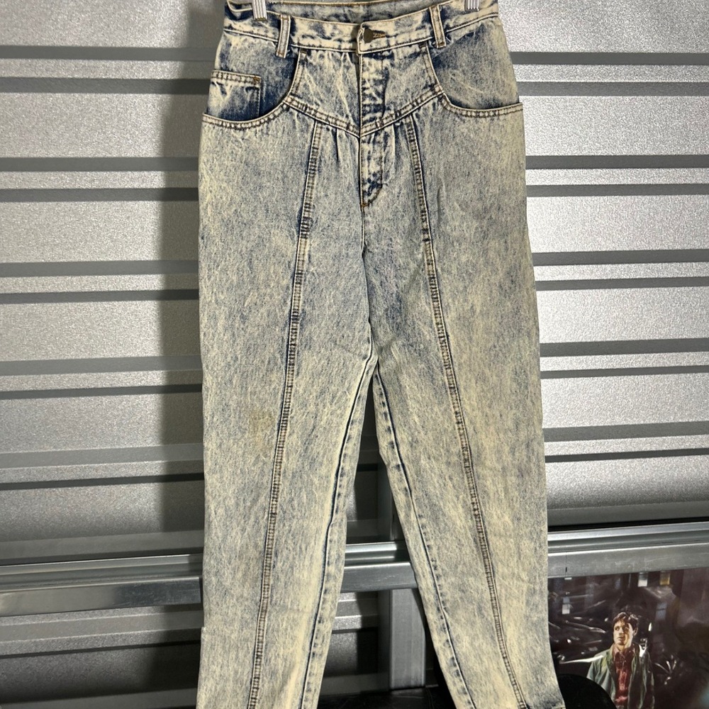 VINTAGE Gitano Jeans Womens Blue Acid Wash High Waist Tapered Mom Retro 80s 90s